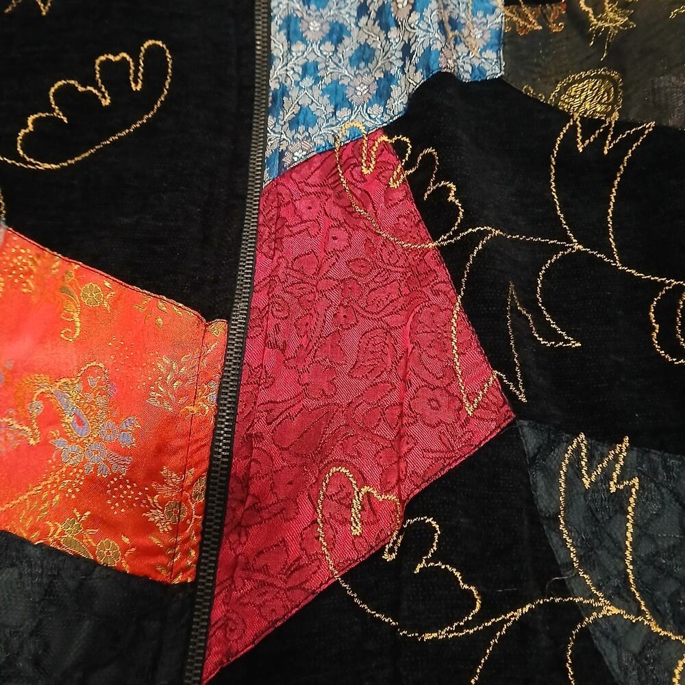 White Stag Patchwork Zip Jacket Large L Chenille … - image 3